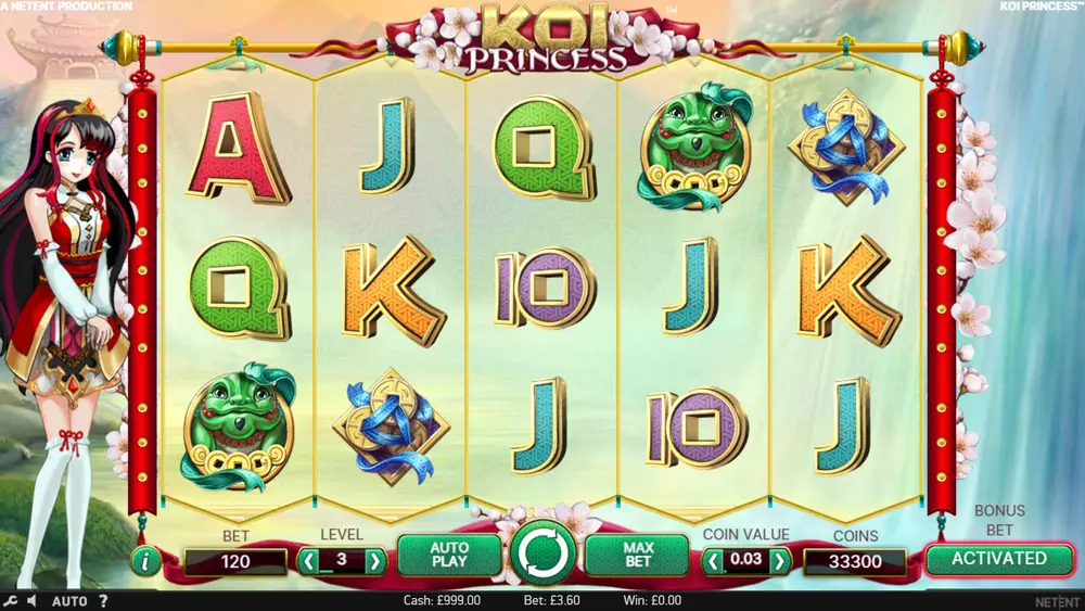 Koi Princess screenshot introducing the slot