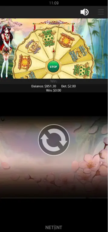 Koi Princess bonus wheel board game active showing three tiers and dice progression